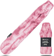 Bottiglia di acqua calda extra lunga con rivestimento in fleece di lusso per collo e spalle - Rosa