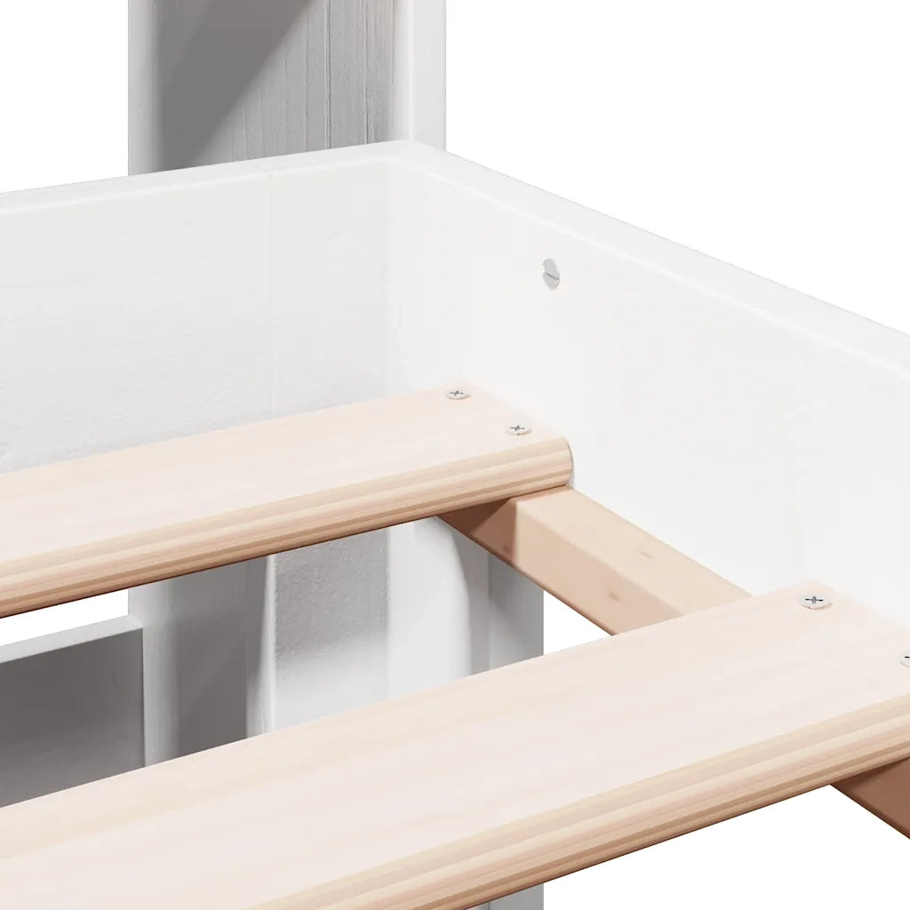 Letto Libreria senza Materasso-Struttura Letto con contenitore Bianco 135x190 cm Legno di Pino 362002