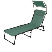 Lettino / Sdraio con parasole e cuscino verde 187x85x56 cm