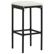 Sgabelli da Bar con Cuscini 3 pz Neri in Polyrattan 313440
