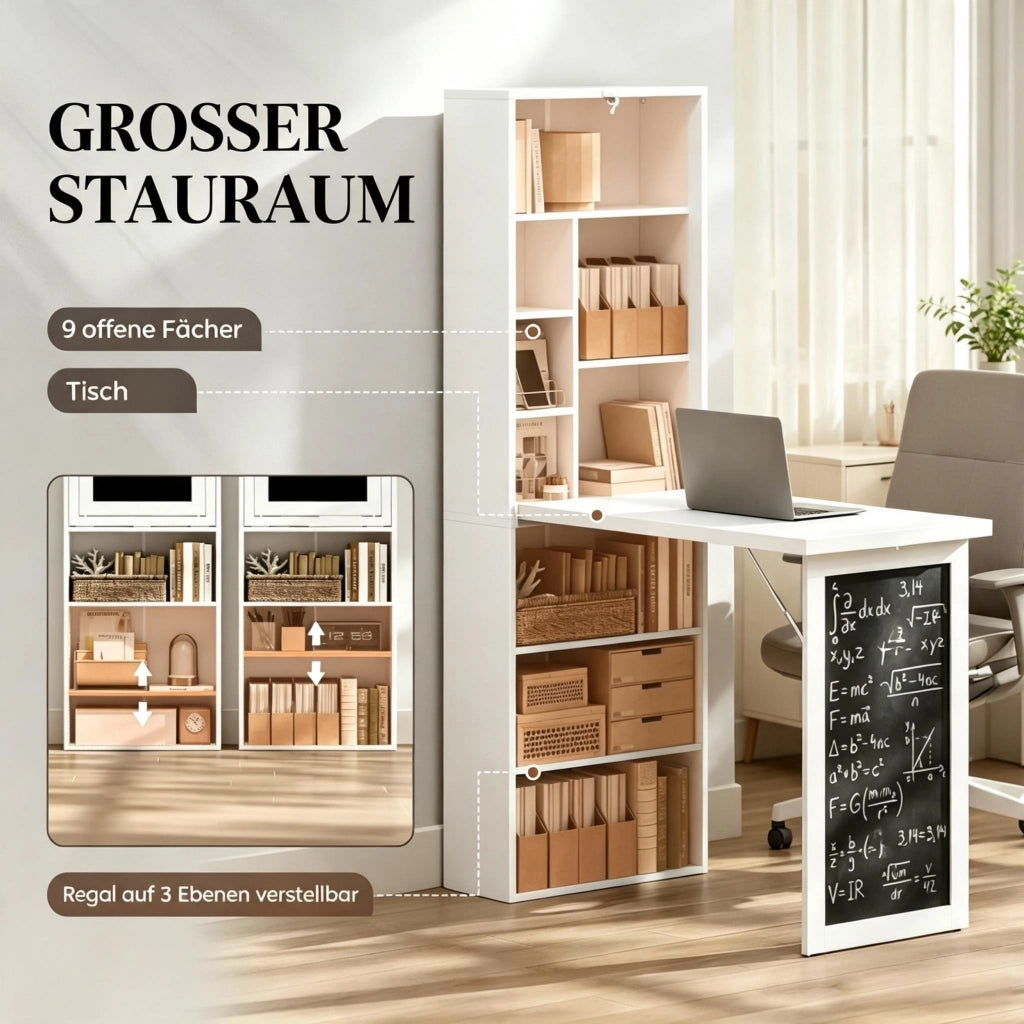 Scrivania moderna per ufficio domestico, scrivania multifunzionale, versatile tavolo da lavoro a parete, tavolo a muro salvaspazio (solo con 1 scrivan