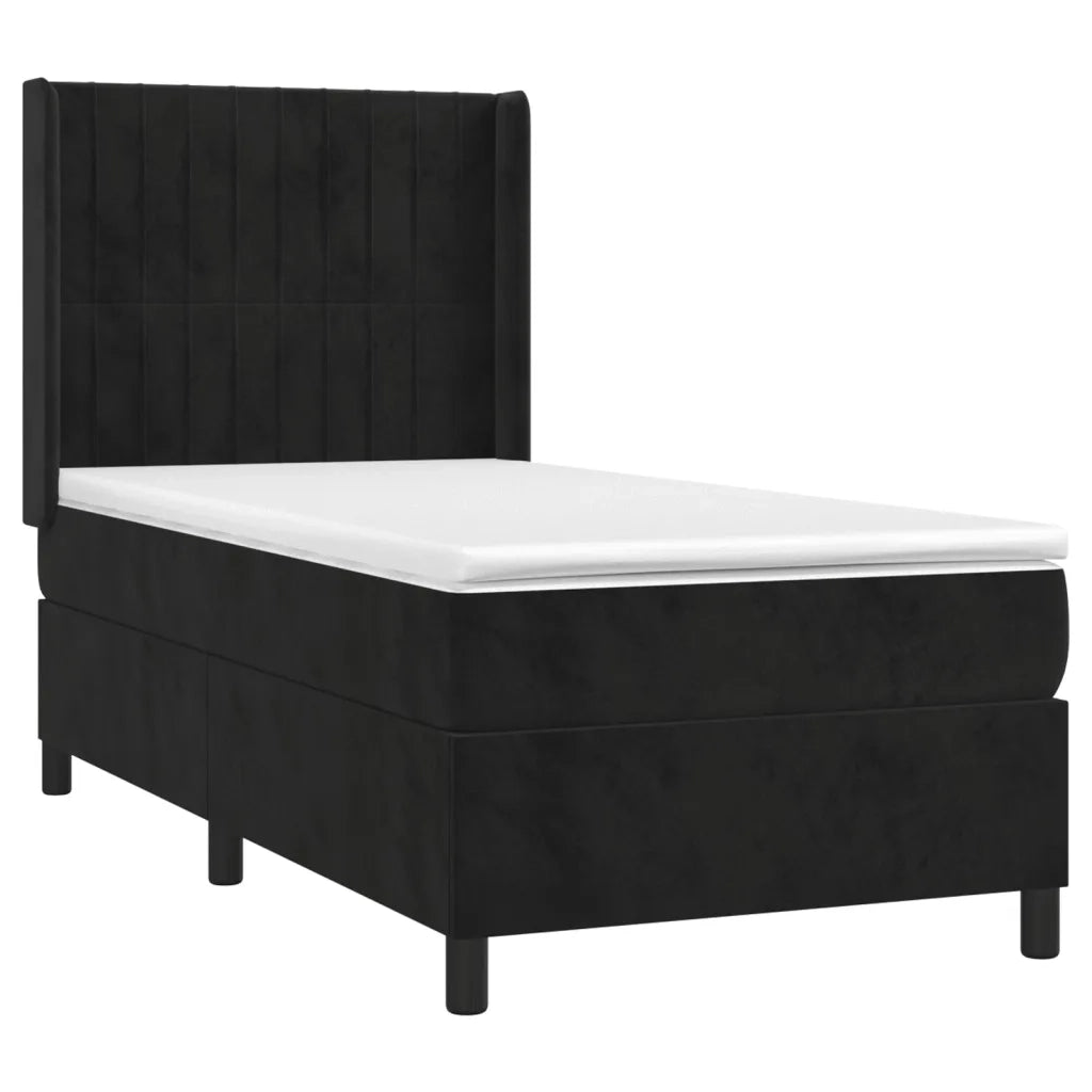 Letto a Molle con Materasso e LED Nero 100x200 cm in Velluto 3139669