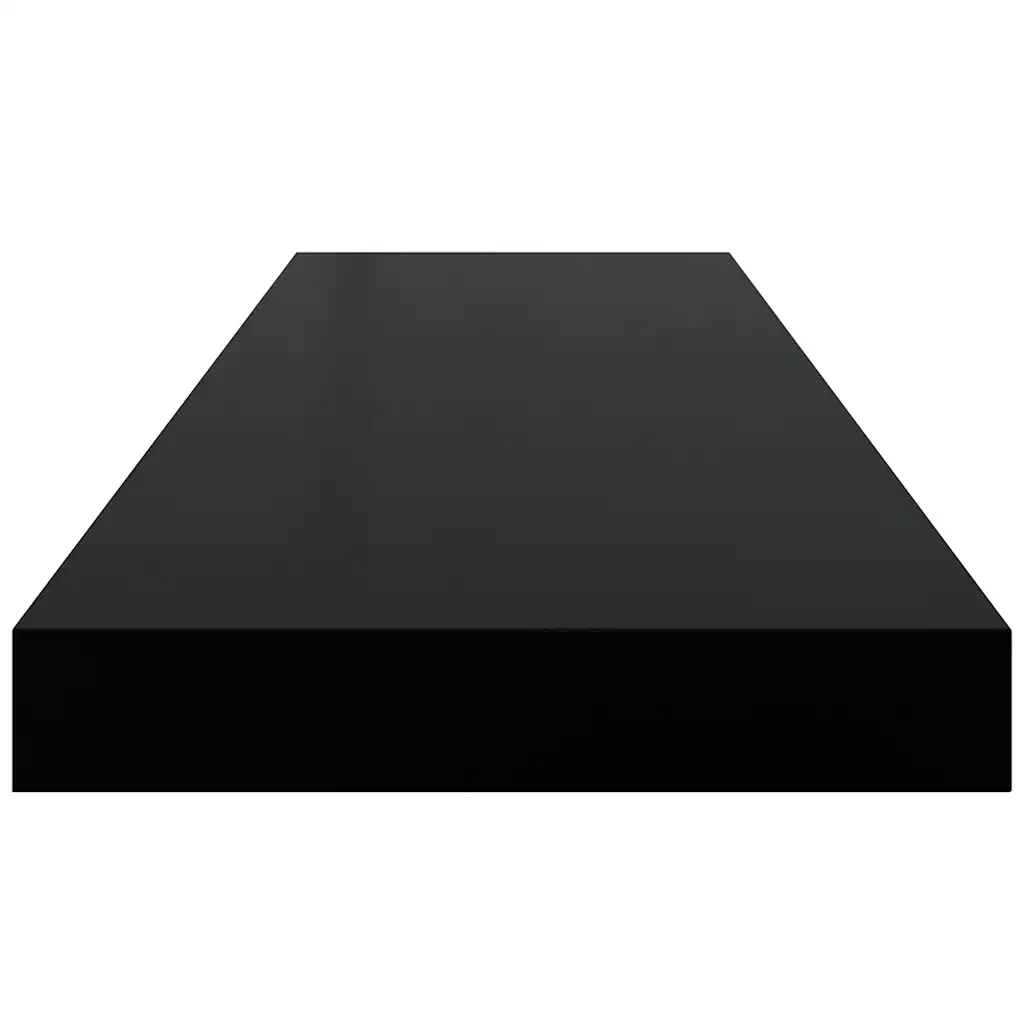 Scaffali a Parete 2 pz Nero Lucido 80x23,5x3,8 cm in MDF 323773