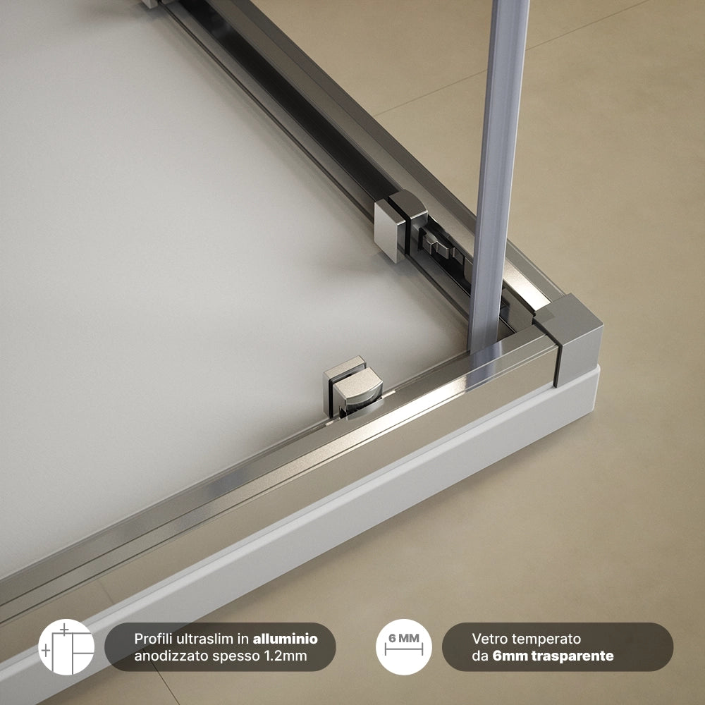 Box doccia  75x75 cm scorrevole vetro 6mm trasparente con trattamento anticalcare h195cm scorrevole | Aruba