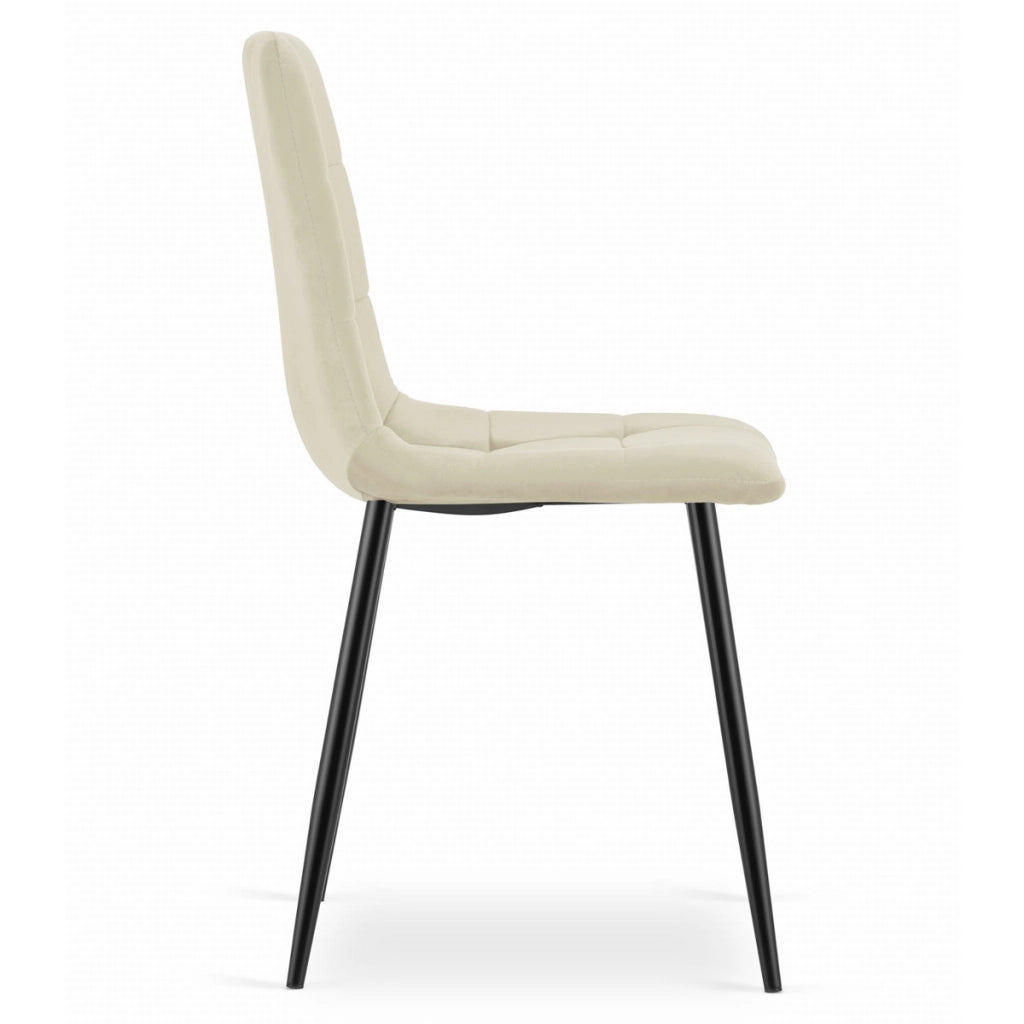 Set di 2 sedie KARA in velluto beige chiaro e metallo nero