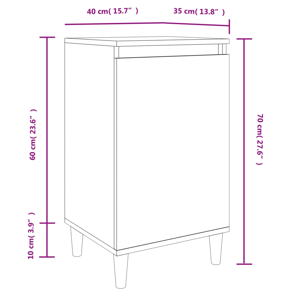 Comodino Grigio Cemento 40x35x70 cm in Legno Multistrato 819636