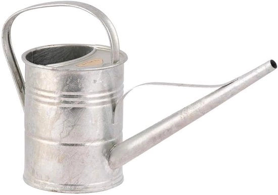 Giocatore da 15 litri - Onda moderna per piante da appartamento dentro e fuori - Acciaio verniciato a colori, galvanizzato e a spessore - Bocchetta stretta e manico alto - (zincato)