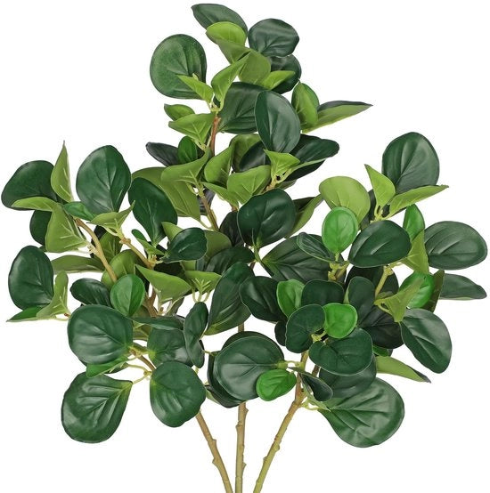 Decorazione di tavolo con 3 pezzi di steli artificiali di fico, 55 cm, con foglie realistico verde e steli artificiali per vaso.