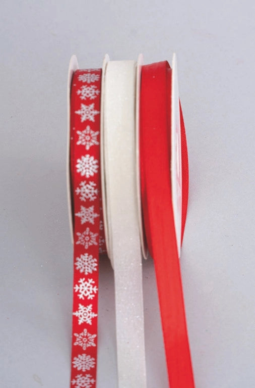 Rocchetto A 3 Mm.10Xmt.9 Rosso/Avorio Glitter/Fiocchi Neve Displ decorazione di Natale