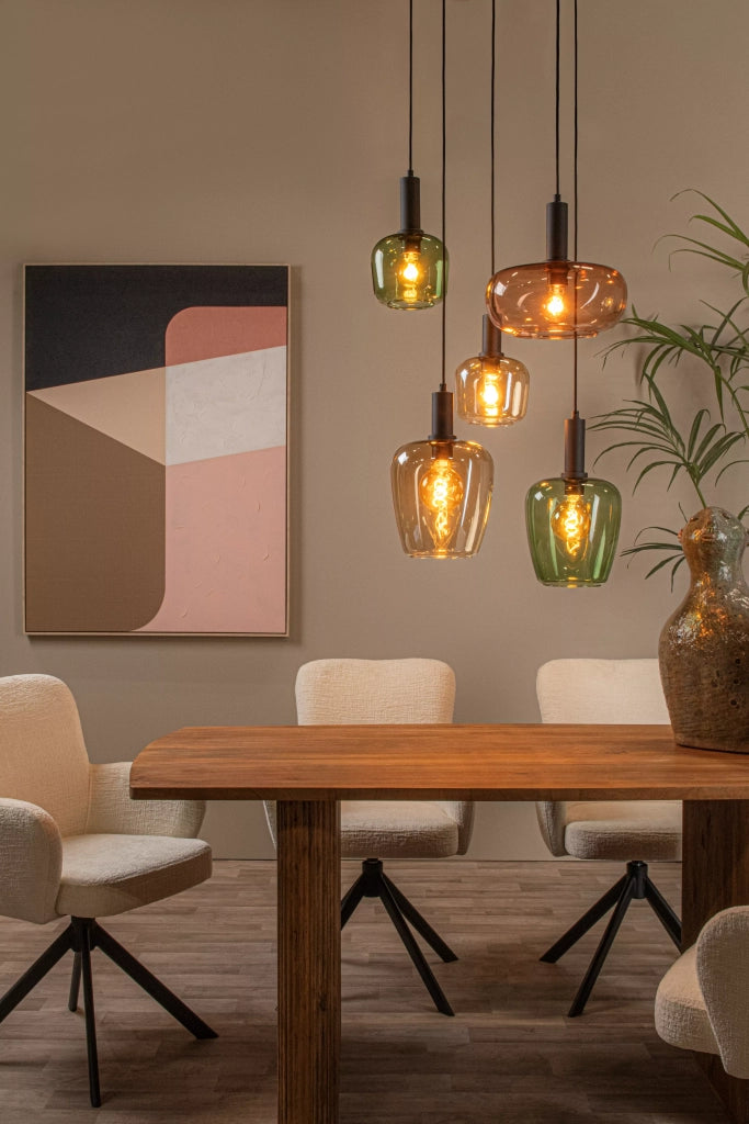 Lampadario Lucide Ilona 5 luci vetro multicolore E27
