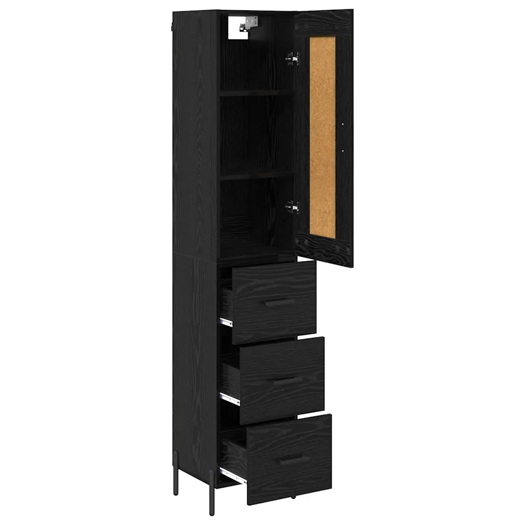 Credenza-Buffet-Armadio da cucina Rovere Nero 34,5 x 34 x 180 cm Legno multistrato 147343