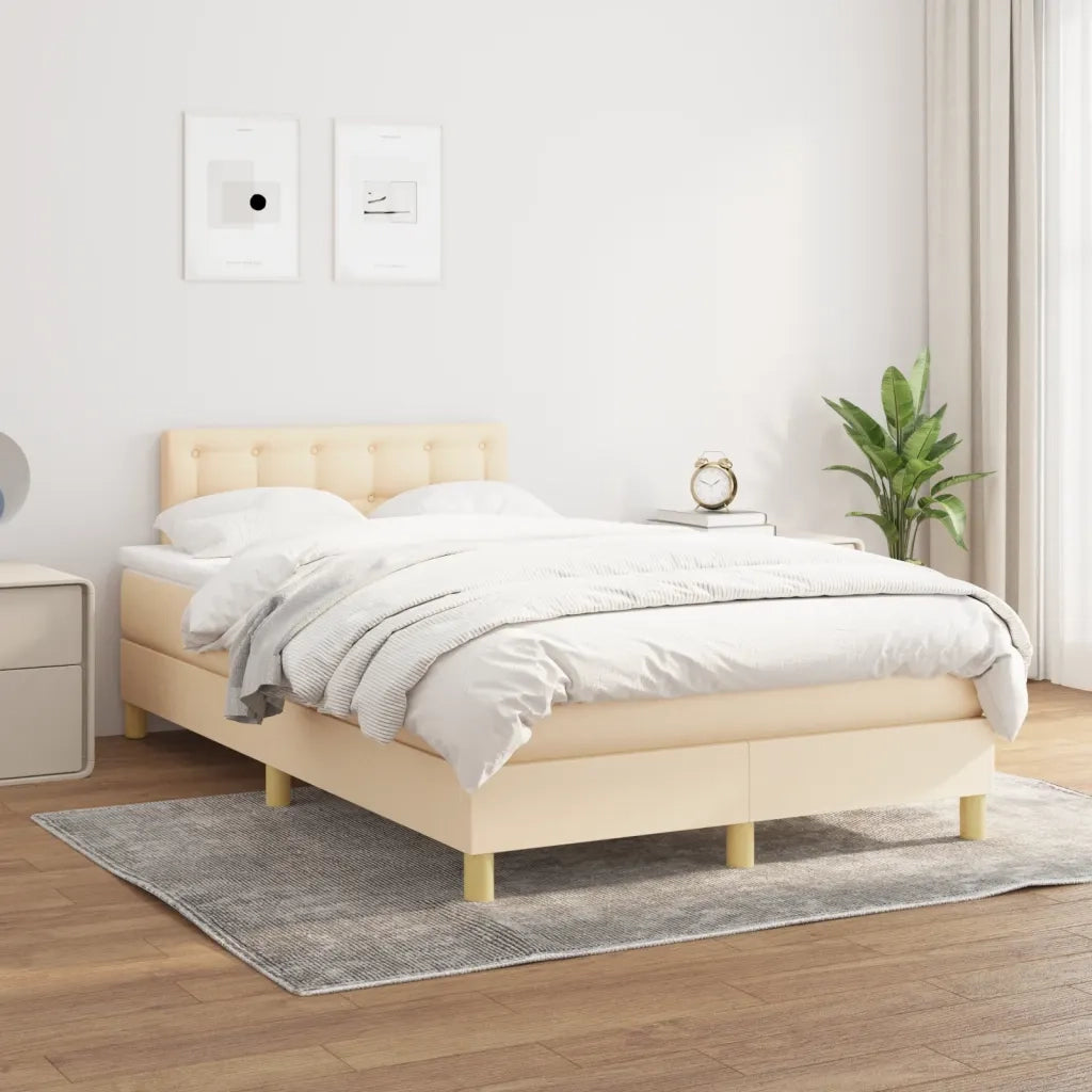 Giroletto a Molle con Materasso Crema 120x190 cm in Tessuto 3269805