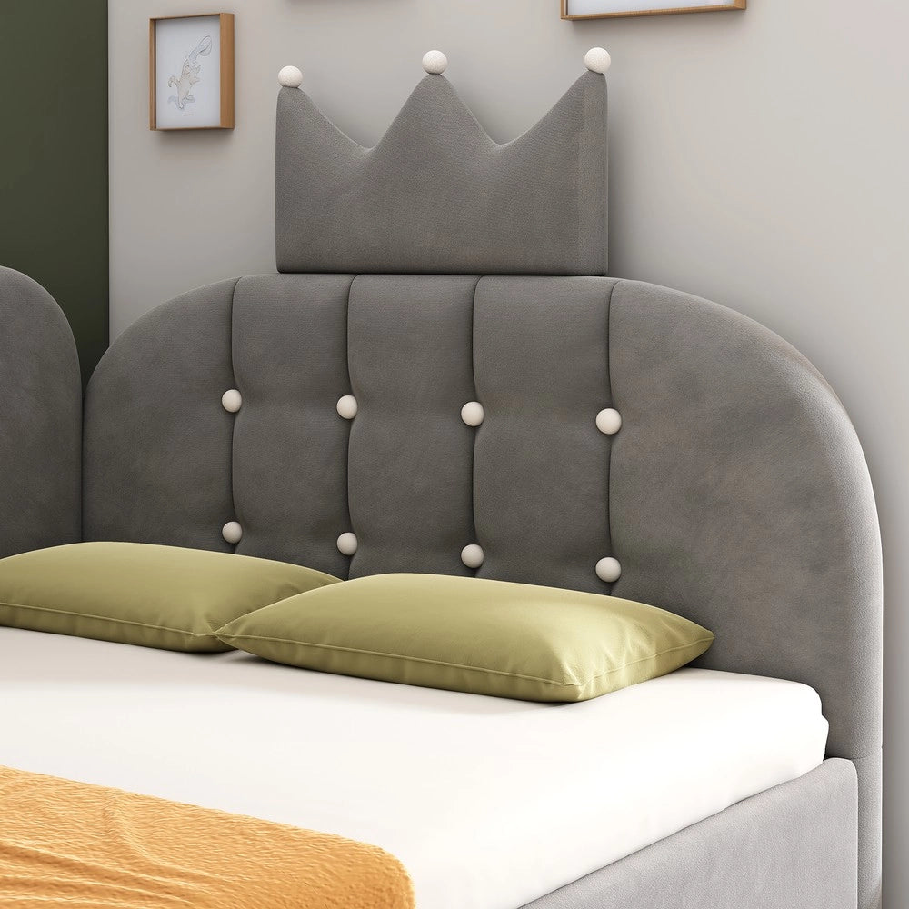 Letto Imbottito a L con Contenitore 90x190 ¨C Xylo ¨C Velluto Grigio