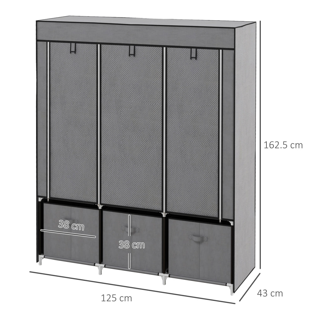 Armadio Pieghevole con Cassetti e Ante ¨C Minimal ¨C Grigio Scuro 125x43x162.5cm