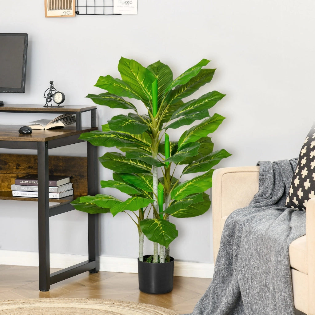 Pianta Artificiale H95 cm 33 Foglie con Vaso Verde