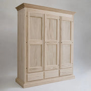 Armadio classico 3 porte 3 cassetti legno grezzo 182x61x221 (611) - Mobili 2G