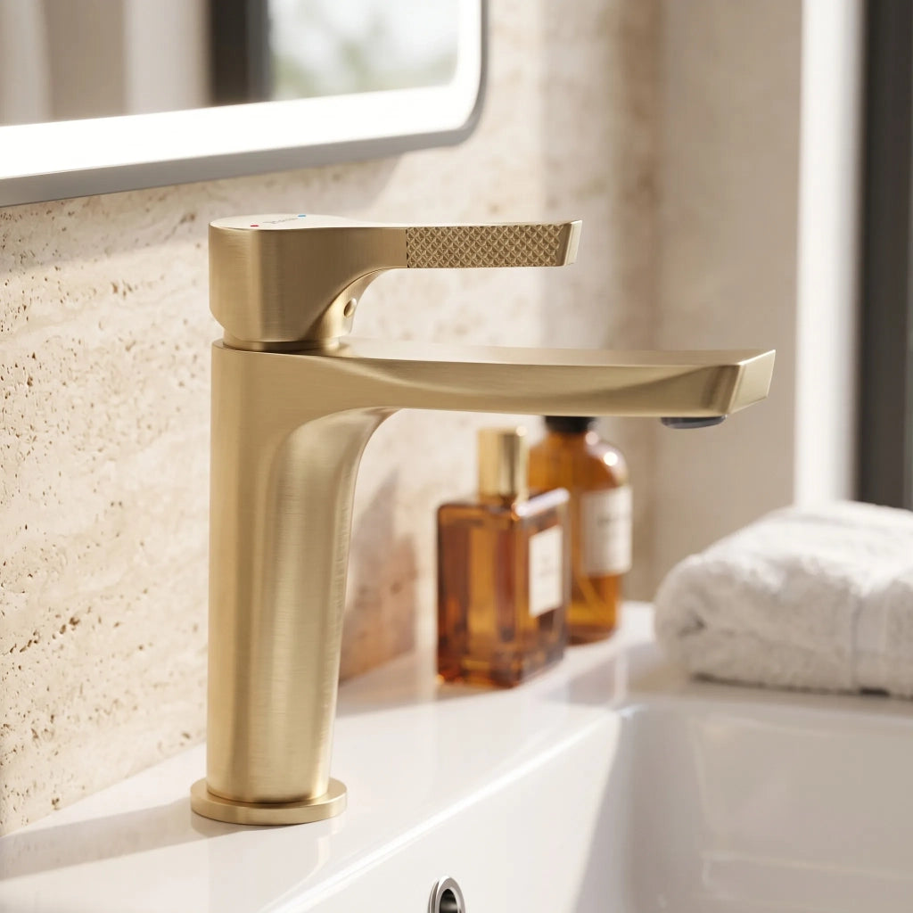 Rubinetto Da Lavabo Premium Rea Maxim Brush Gold Low