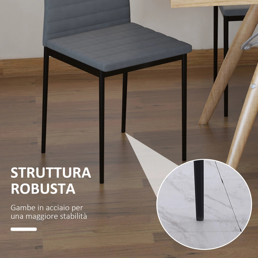 Set 4 Sedie Imbottite da Pranzo ¨C Zephmum ¨C Grigio Tessuto Metallo
