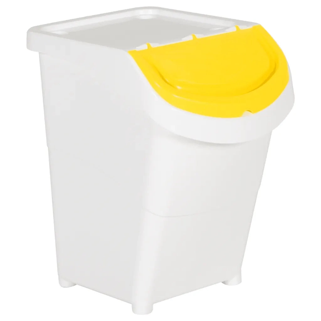 Cestini per Rifiuti Impilabili con Coperchi 3pz Bianchi PP 120L 364070