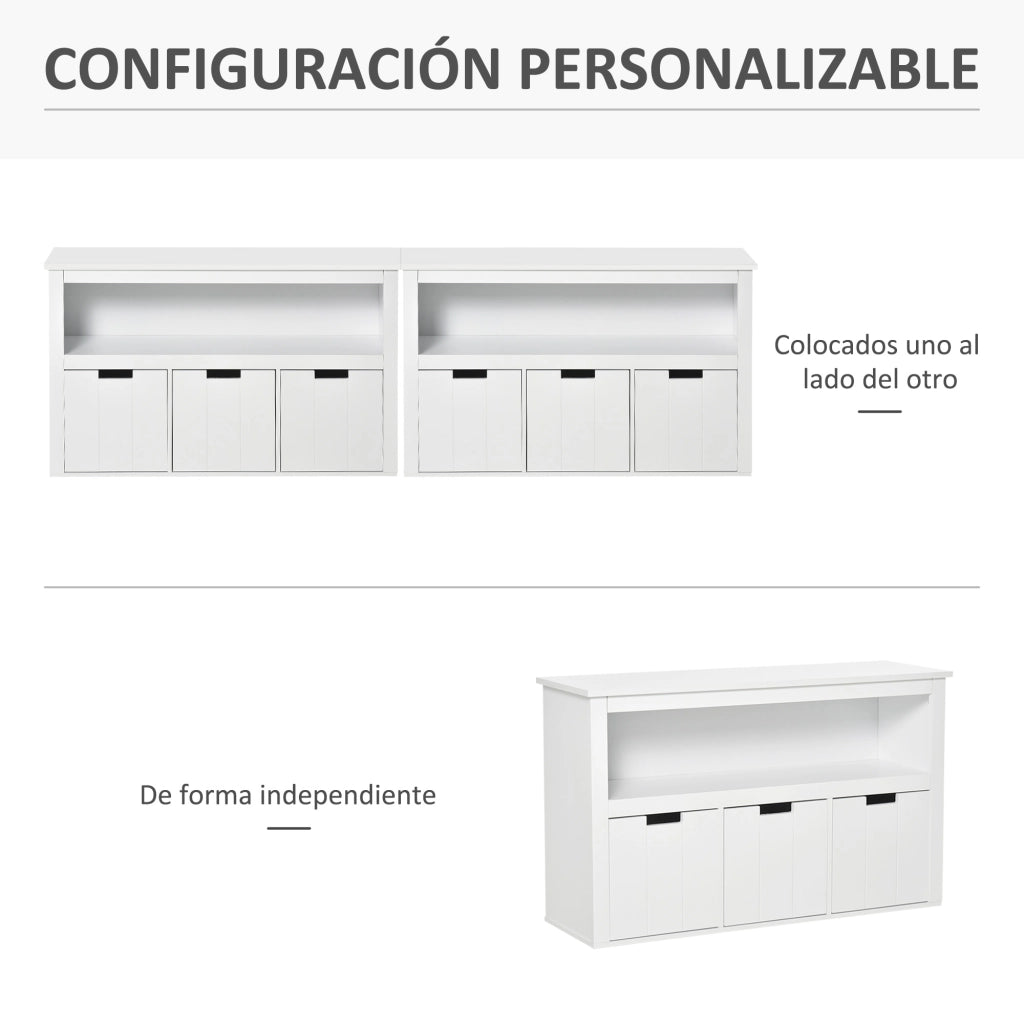 Cassettiera con ante e ripiani aperti ¨C Minimal ¨C Bianco 102x33x61,5 cm