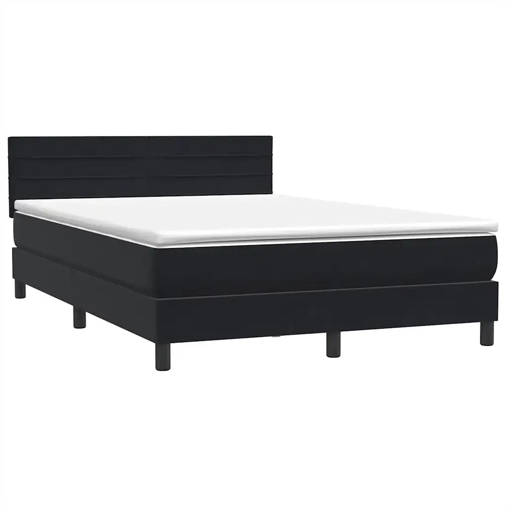 Giroletto a Molle con Materasso Nero 160x210 cm in Velluto 3316313