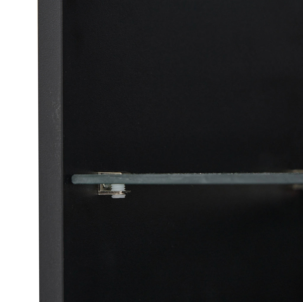 Vetrina 45x35x160 cm con LED e ripiano in vetro temperato in truciolare nero