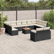 Set Divani da Giardino 13pz con Cuscini Nero in Polyrattan 3256686