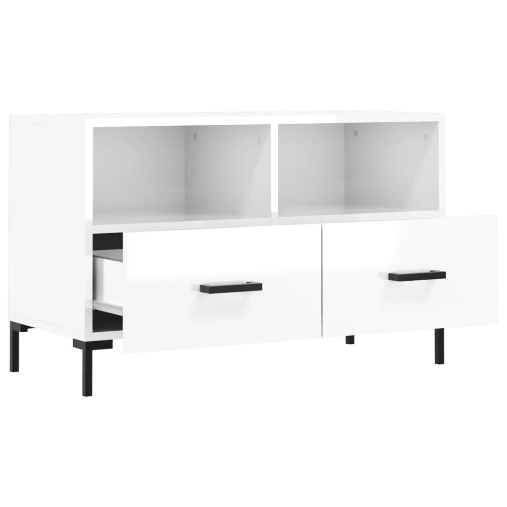 Mobile TV | Armadietto TV | Mobile Porta TV Bianco Lucido 80x36x50 cm in Legno Multistrato