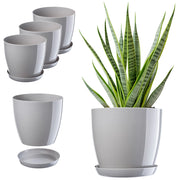 Vaso da fiori KADAX, fioriera, coperchio, 18 cm, supporto per fiori, plastica grigia, 3 pezzi.