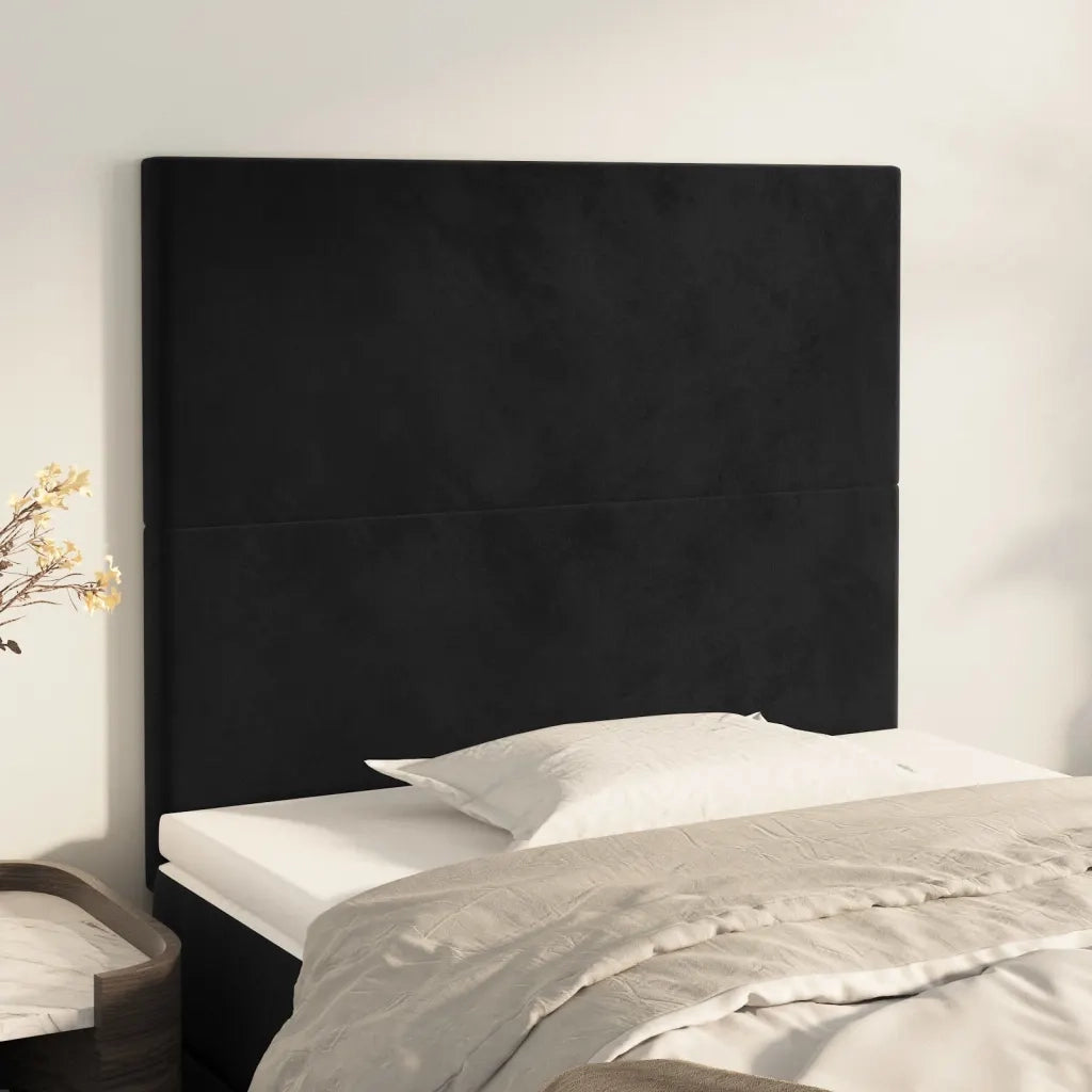 Testiera-Testata-Testiera Decorativa Nera 90x5x118/128 cm Velluto 834033