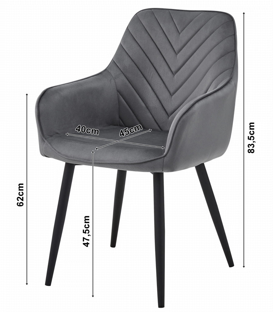 Sedie da pranzo Valora WAAV - Velluto nero con gambe nere x2