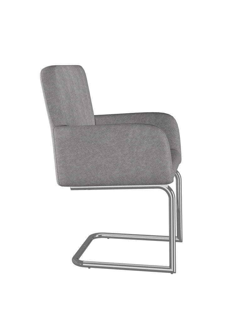 Set 2 Sedie da Pranzo Imbottite ¨C MINIMAL ¨C Struttura Metallo, Similpelle Grigio