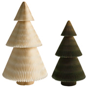 Set di 2 alberi di Natale Figurine Beige e verde Carta a nido d'ape Effetto 3D Stile Origami Motivo festivo