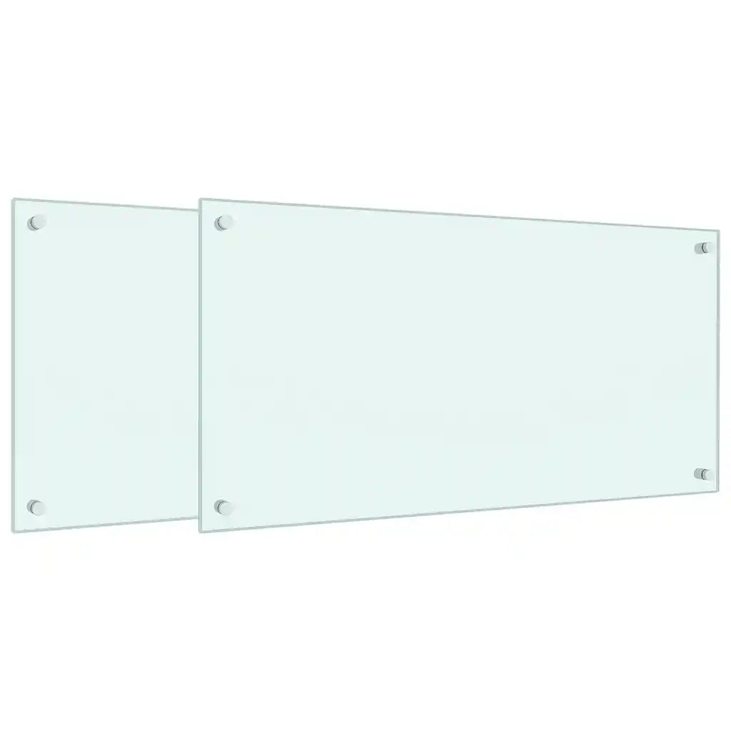 Paraschizzi per Cucina 2 pz Bianchi 80x40 cm in Vetro Temperato 3315786