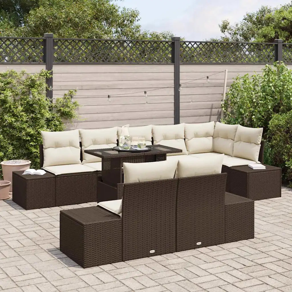 Set Divano da Giardino 9 pcs Marrone Poly Rattan 3357941
