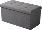 Cassa di stoccaggio pieghevole - Sedia a rotelle - Panchina per i piedi - Grande capacità - 76cm x 38cm x 37,5cm - Grigio scuro - Grigio chiaro - Crema - Bianco