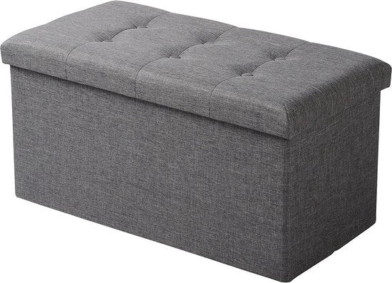 Cassa di stoccaggio pieghevole - Sedia a rotelle - Panchina per i piedi - Grande capacità - 76cm x 38cm x 37,5cm - Grigio scuro - Grigio chiaro - Crema - Bianco