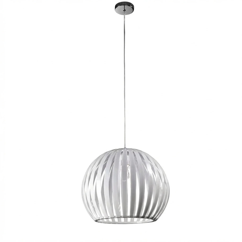 Sospensione Contemporanea Slice Metallo Cromo Acrilico Bianco 1 Luce E27 D40