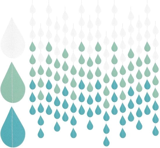 Decorazione di Festa Blu con Effetto Ombra - Rullo per Pioggia - Decorazione per Compleanni - Matrimoni - Festa per il Bambino - 4 Cavi da 1,2 m - Decorazione per Feste