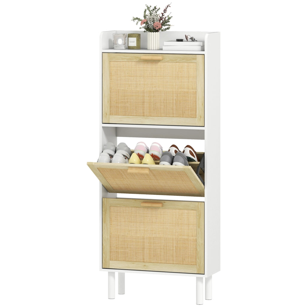 Scarpiera 3 Ante ¨C Xylo ¨C Bianco Effetto Resina Intrecciata 65x24,5x153 cm