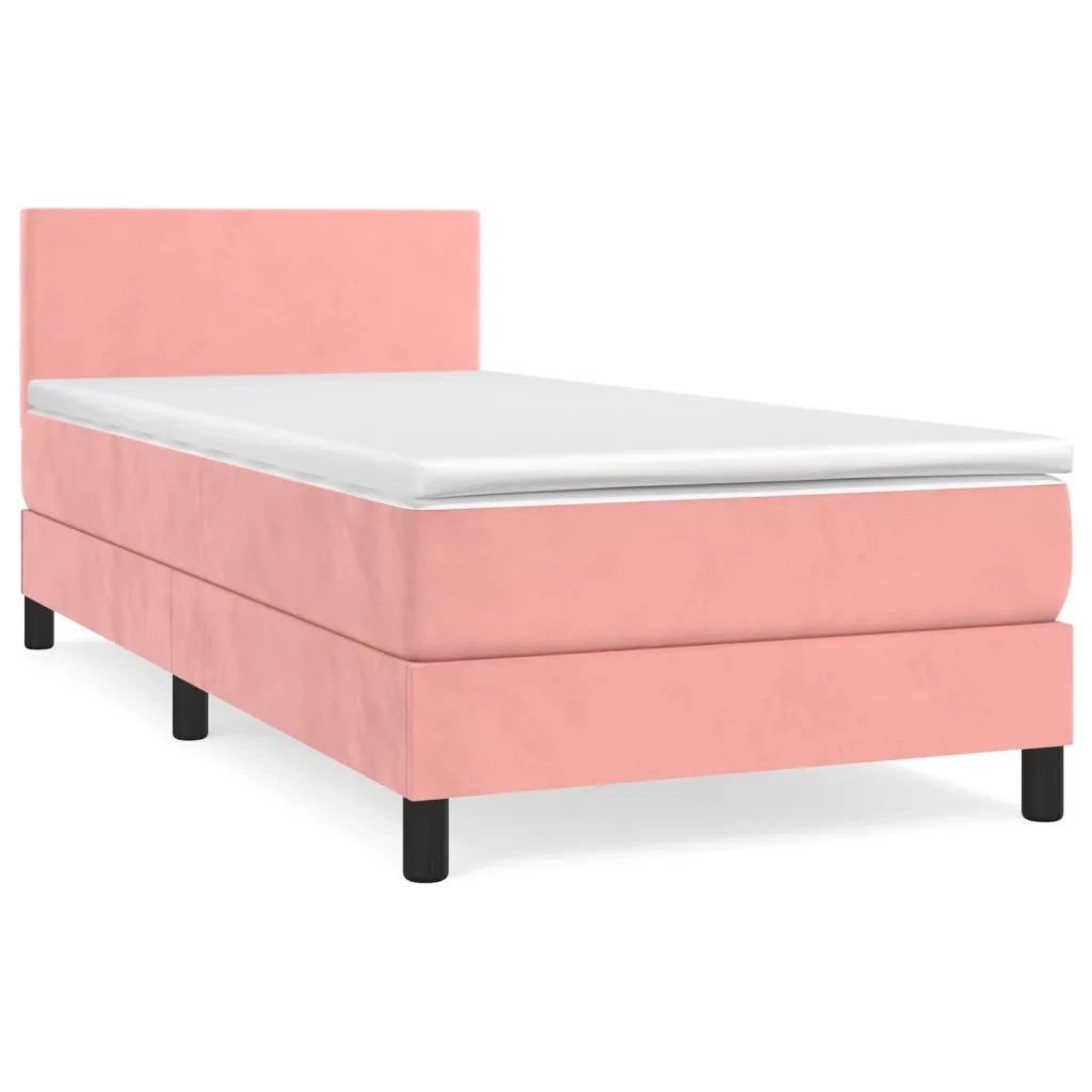 Giroletto a Molle con Materasso-Struttura Letto Rosa 80x200 cm in Velluto 282130