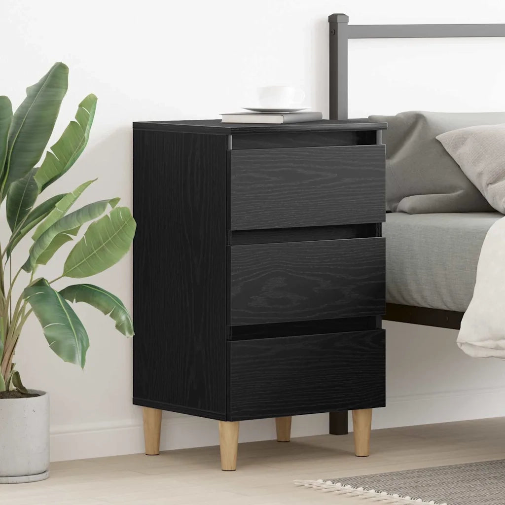 Comodino | Armadio da Notte | Mobiletto da notte Rovere Nero 40 x 35 x 69 cm Legno multistrato