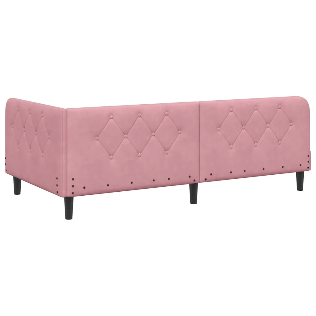 Cornice del letto ad angolo Rosa 90 x 190 cm Velluto 3394147