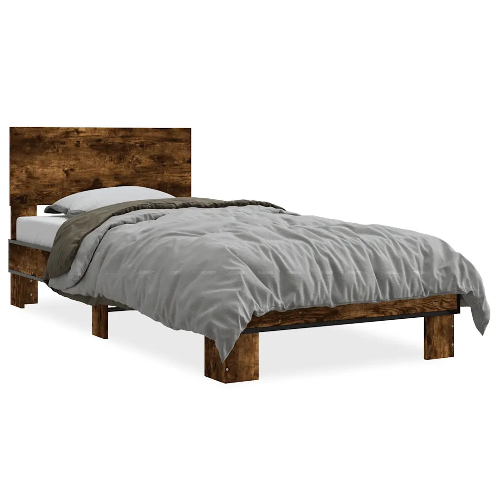Giroletto-Struttura Letto Rovere Fumo 90x200 cm in Legno Multistrato e Metallo 998841