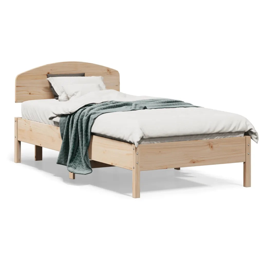 Letto singolo | Letto per adulti | Giroletto senza Materasso 75x190 cm in Legno Massello di Pino