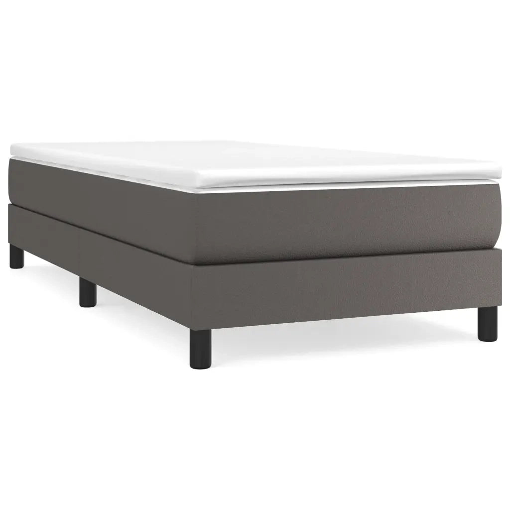 Letto singolo | Letto per adulti | Giroletto a Molle con Materasso Grgio 90x200 cm in Similpelle