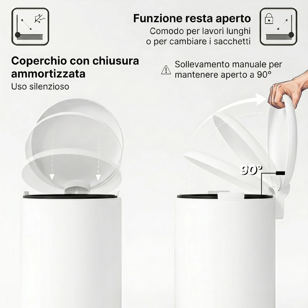 Pattumiera a Pedale 30L ¨C Xylo ¨C Metallo PP Bianco Crema 36x30x63.5cm