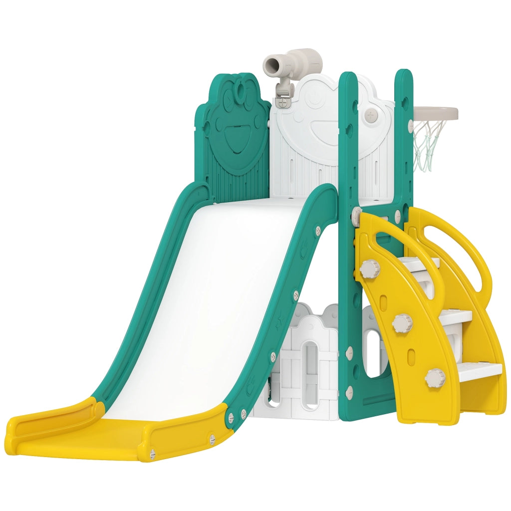 Scivolo gioco 5 in 1 con canestro basket e telescopio ¨C Xylo ¨C giallo 178x70x86cm