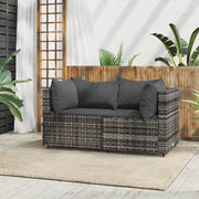 Divani Angolari da Giardino con Cuscini 2pz Polyrattan Grigio 319762