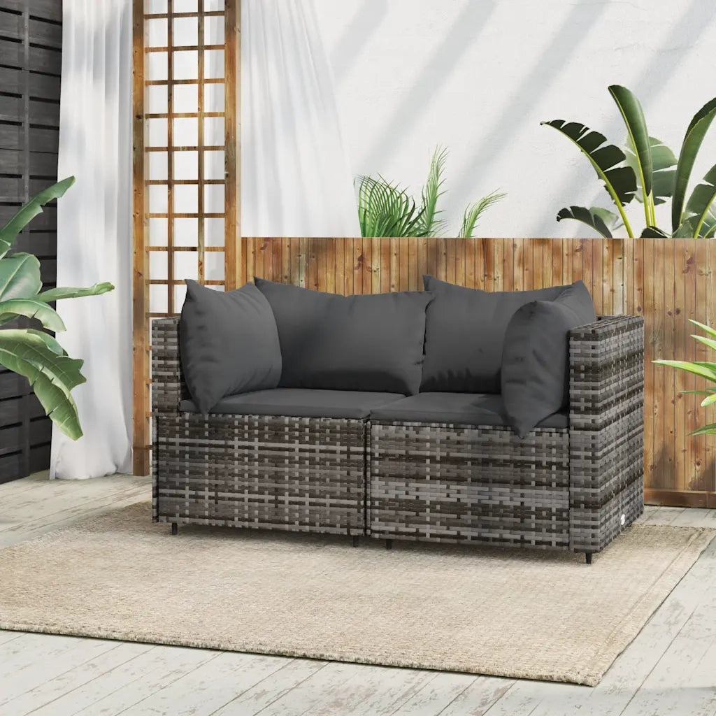 Divani Angolari da Giardino con Cuscini 2pz Polyrattan Grigio 319762